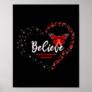 Affiche Cœur de papillon Croire Ruban rouge Syndrome de Ma