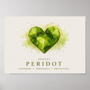 Affiche Cœur de péridot d'août Pierre de naissance Belle P