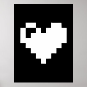 Affiche Coeur de pixel 8 bits