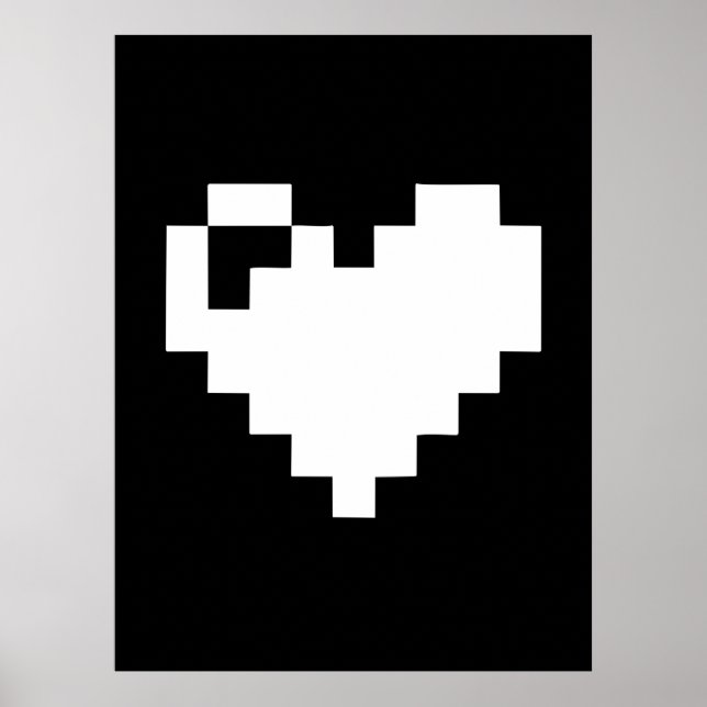 Affiche Coeur de pixel 8 bits (Devant)