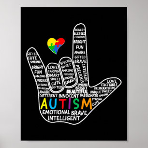 Affiche Cœur de puzzle Asl Amour Langue des signes Main Au
