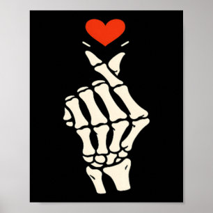 Affiche Cœur de squelette main Halloween Saint-Valentin fi