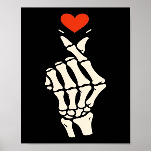 Affiche Cœur de squelette main Halloween Saint-Valentin fi (Devant)