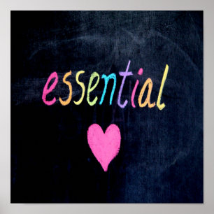 Affiche Coeur de support des travailleurs essentiels sur l