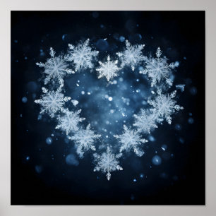 Affiche Coeur de vacances en flocons de neige
