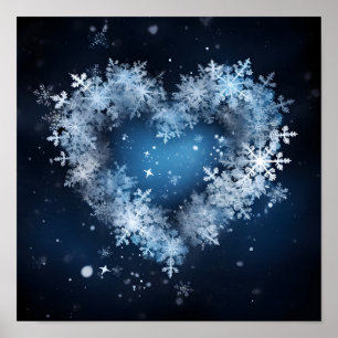 Affiche Coeur de vacances en flocons de neige