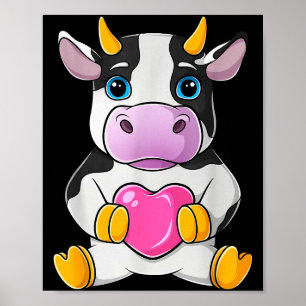 Affiche Cœur de vache Mignon Saint-Valentin Ferme Animal F