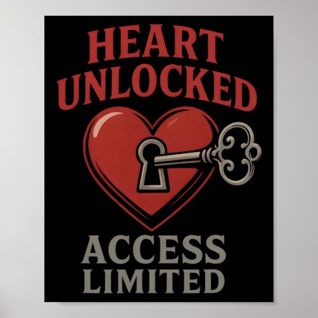 Affiche Cœur Débloqué Accès Clé Romantique Limitée Amour V (Devant)