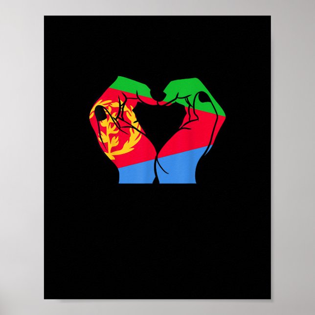 Affiche Coeur des mains avec drapeau érythréen (Devant)