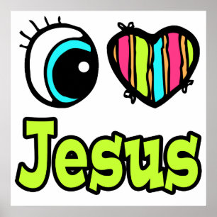 Affiche Coeur des yeux lumineux J'aime Jésus