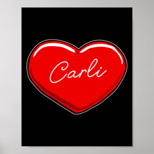 Affiche Cœur dessiné à la main carli - prénoms cœurs amour