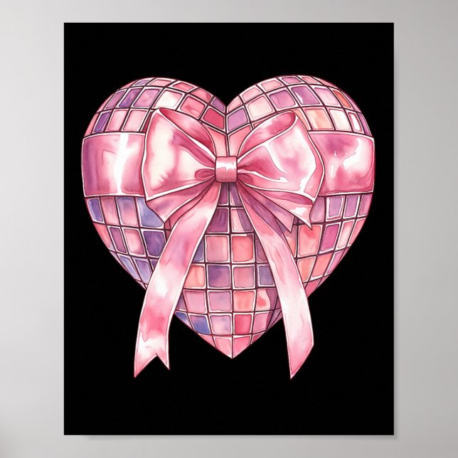 Affiche Cœur disco rose Coquette Saint-Valentin féminin Va (Devant)