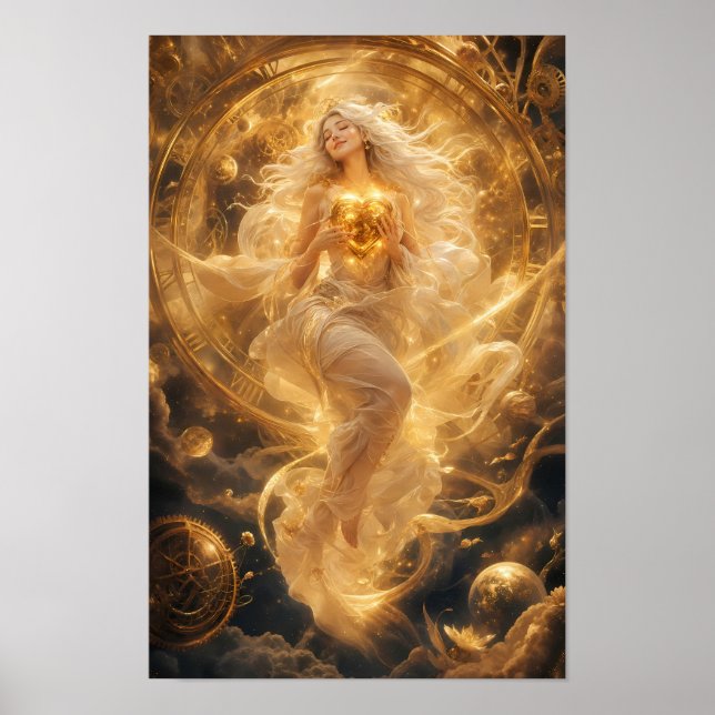 Affiche Cœur Doré de l'Affiche de Fantaisie Cosmique (Devant)