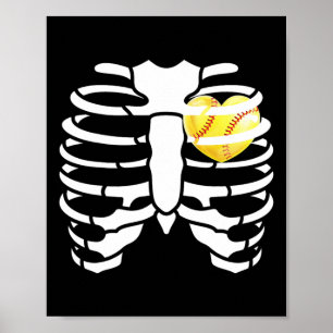 Affiche Coeur doux dans les côtes Skeleton Halloween Costu
