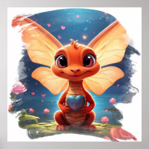Affiche *~* Cœur Dragonnet Mythique AP48 Mignon