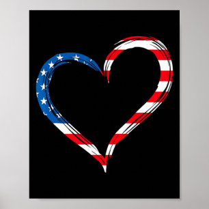 Affiche Cœur drapeau américain jour du souvenir patriotiqu