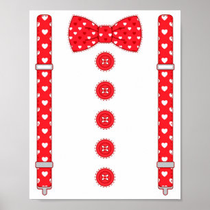 Affiche Cœur Drôle Cravate Papillon Suspenders Fête de la