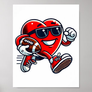 Affiche Cœur drôle de football américain Saint-Valentin Sr