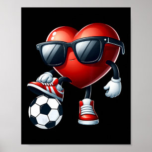 Affiche Cœur drôle jouant au football à la Saint-Valentin