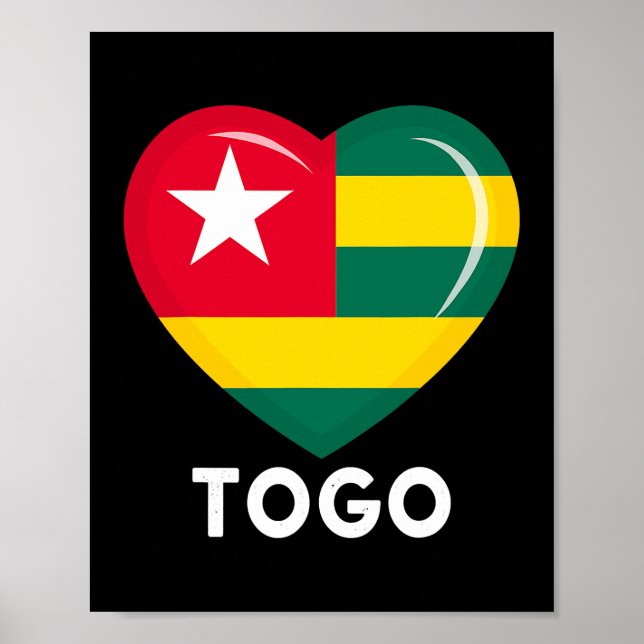 Affiche Coeur drôle Togo Drapeau Hommes Femmes Enfant Patr (Devant)