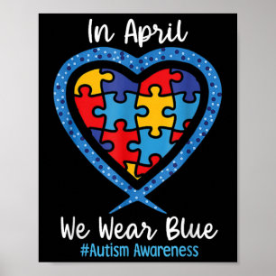 Affiche Coeur En Avril Nous Portons Bleu Amour Espérance F