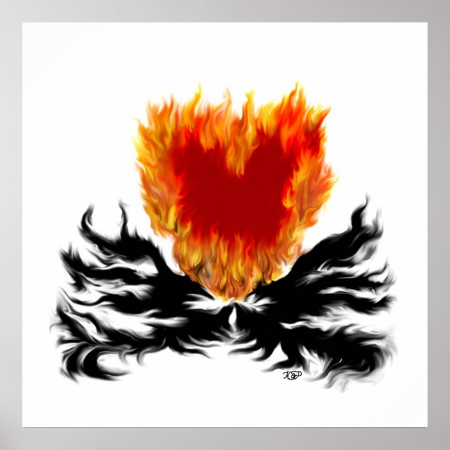 Affiche Coeur en flammes (Devant)