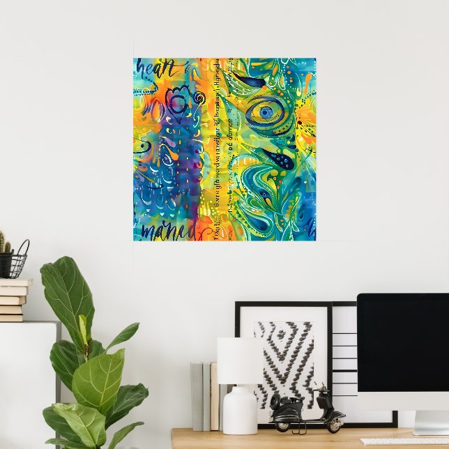 Affiche Coeur et âme : minimaliste Abstrait (Bureau à domicile)