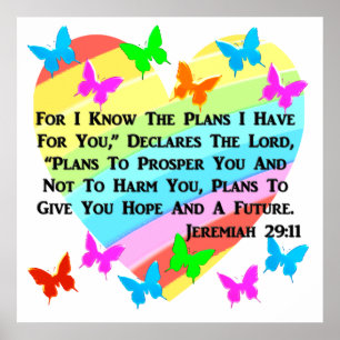 AFFICHE COEUR ET COEUR JEREMIAH 29:11