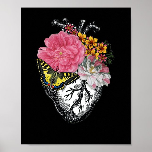 Affiche Coeur Et Fleurs Anatomiques Montrent Votre Amour (Devant)