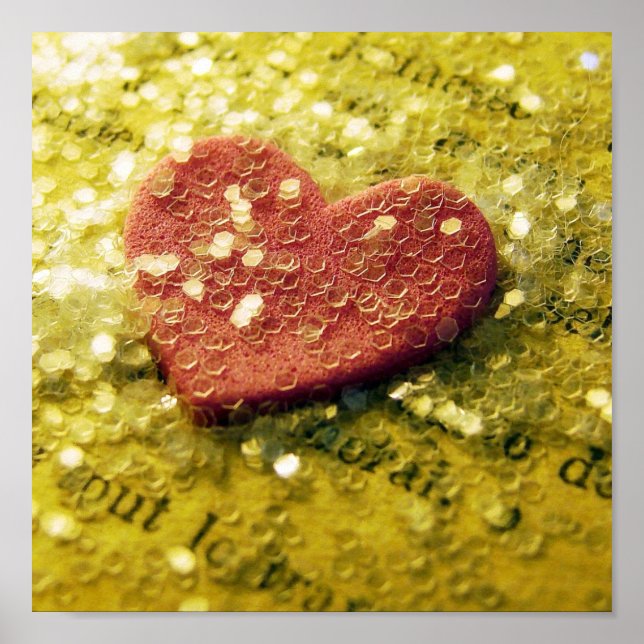 Affiche Coeur et Parties scintillant rose (Devant)