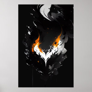 Affiche Coeur foncé en feu