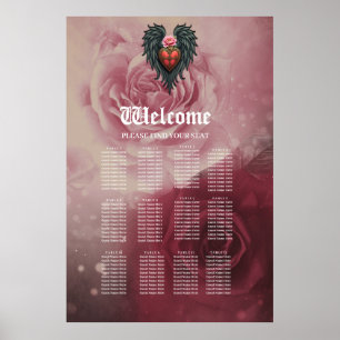 Affiche Coeur gothique avec Fleur et Ailes.