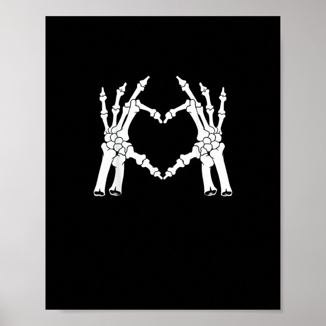 Affiche Coeur - Halloween Squelette main (Devant)