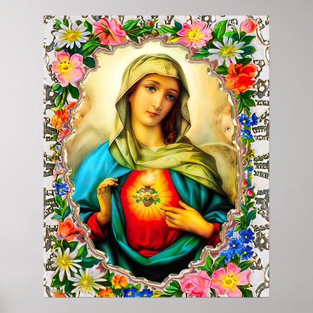 Affiche Coeur immaculé de la Vierge Marie Saint catholique (Devant)