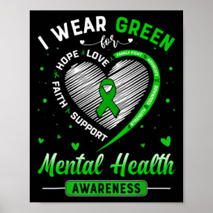 Affiche Coeur Je Porte Vert Pour La Sensibilisation À La S