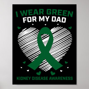 Affiche Coeur Je Porte Vert Pour Mon Père Maladie Du Rein