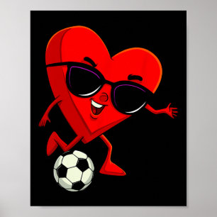 Affiche Cœur jouant au football Mignon Saint-Valentin Spor