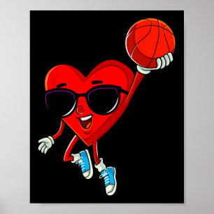Affiche Coeur Jouer Basketball Cute Valentines Jour Sport