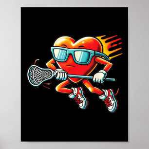 Affiche Coeur Jouer Lacrosse Drôle Lacrosse Joueur Valen