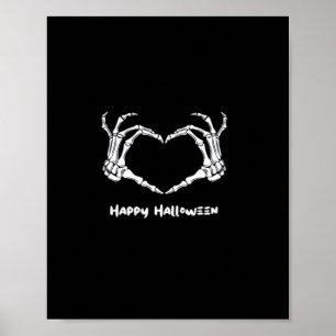 Affiche Coeur main squelette éffrayant avec "Happy Hallowe