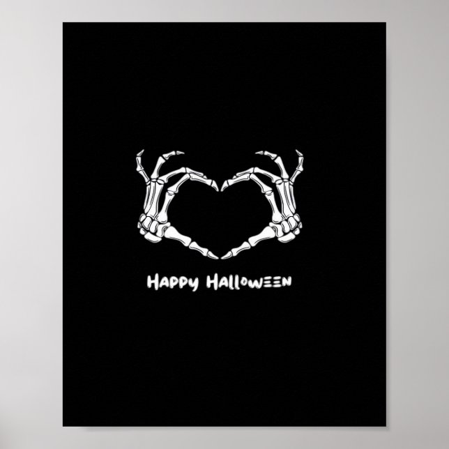 Affiche Coeur main squelette éffrayant avec "Happy Hallowe (Devant)
