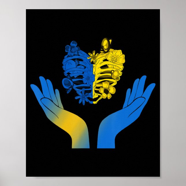 Affiche Coeur main Ukraine Cage XRay Fleur Ukraine Ukraine (Devant)