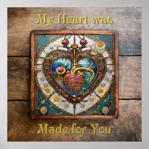 Affiche Coeur mécanique série anatomique Steampunk