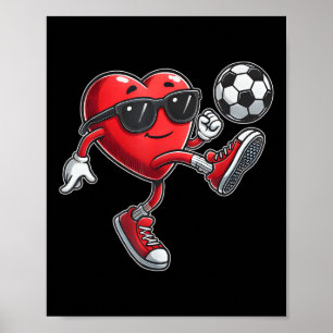 Affiche Cœur mignon jouant au football pour la Saint-Valen