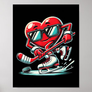 Affiche Coeur mignon Jouer de hockey sur glace Valentines