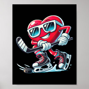 Affiche Coeur mignon Jouer de hockey sur glace Valentines