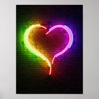Affiche Coeur multicolore néon