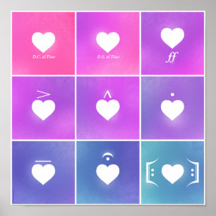 Affiche Coeur Musique Notation Amour Langue