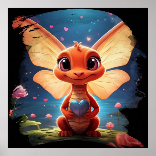 Affiche *~* Coeur Mythique Cute Baby Dragon AP48 (Devant)