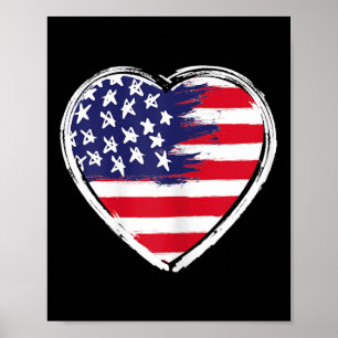 Affiche Coeur nous drapeau 4 juillet patriotique américain